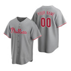 Custom Philadelphia Phillies Gray JEROMEN Stitched Cool Base Road Jersey