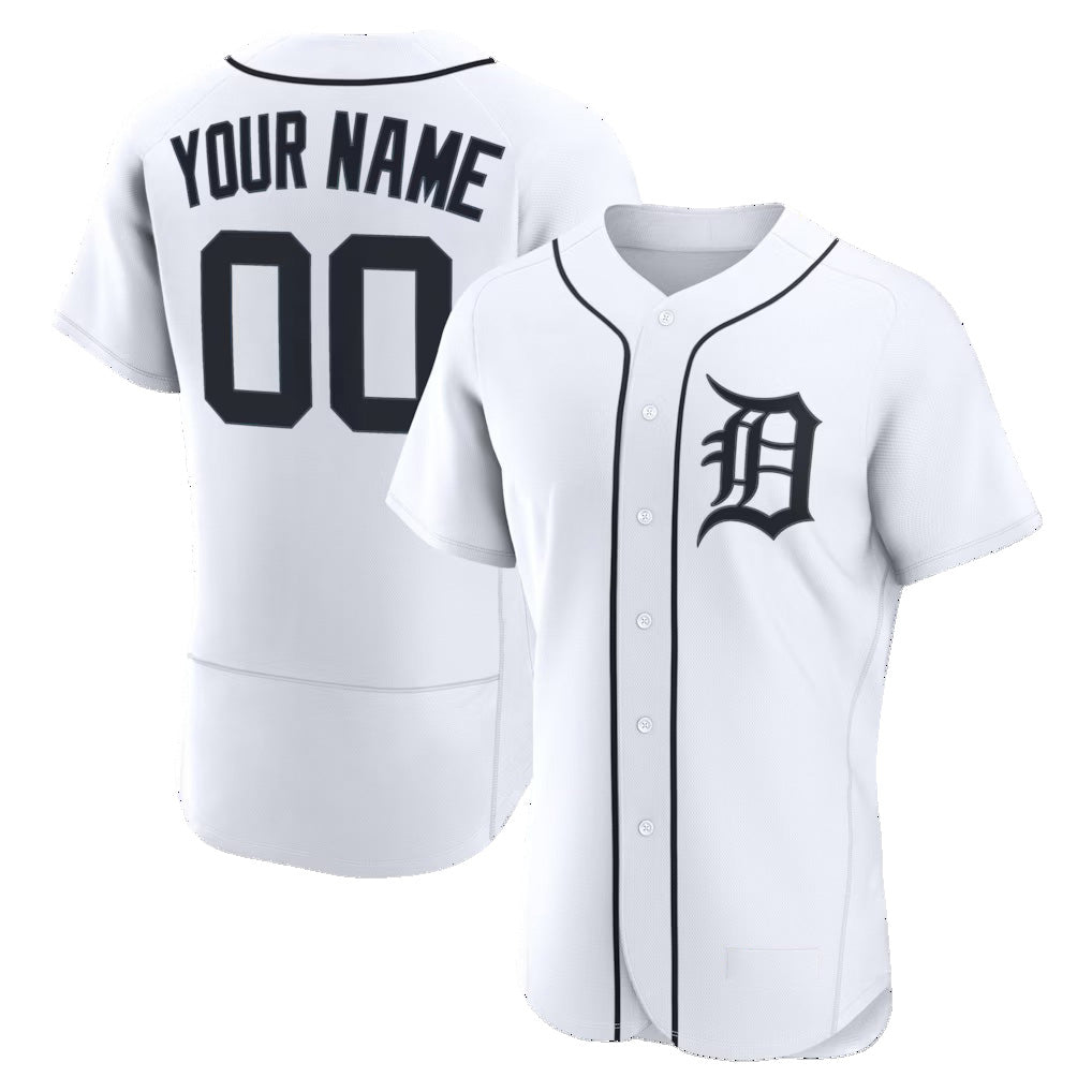 Custom Detroit Tigers White JEROMEN Home Authentic Jersey