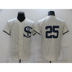 Chicago White Sox #25 Andrew Vaughn 2021 Cream Navy JEROMEN Field of Dreams Flex Base Stitched Jersey