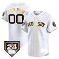 Custom Boston Red Sox 2024 Spring Training Patch Vapor Premier Limited Jersey ¨C White Gold JEROMEN