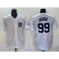 New York Yankees #99 Aaron Judge Name White JEROMEN With Patch 2024 Cool Base Stitched Jersey