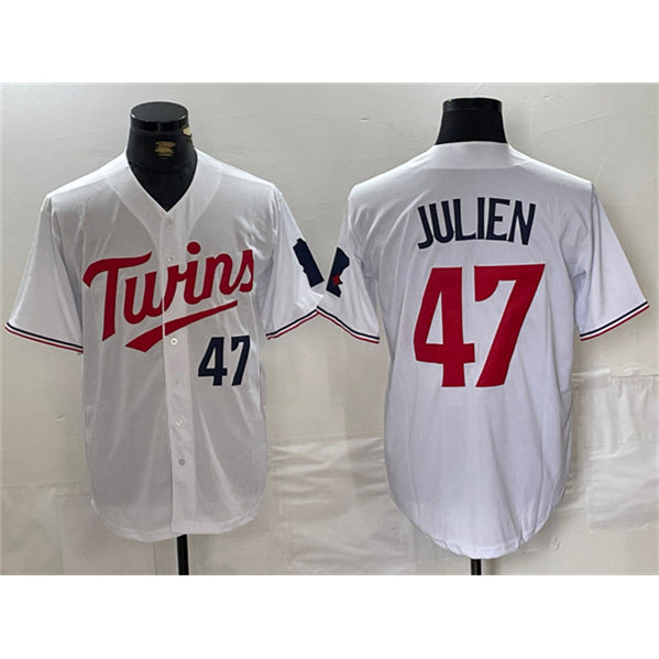 Minnesota Twins #47 Edouard Julien White JEROMEN Cool Base Stitched Jersey 1