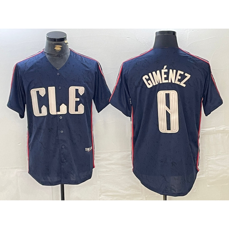 Cleveland Guardians #0 Andres Gimenez Navy JEROMEN 2024 City Connect Limited Stitched Jersey 2