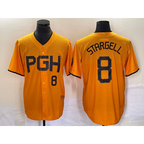 Pittsburgh Pirates #8 Willie Stargell Number Gold JEROMEN 2023 City Connect Stitched Jersey 2