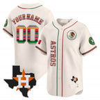 Custom Houston Astros Mexico Vapor Premier Limited Jersey V4 ¨C Cream JEROMEN