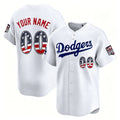 Custom Los Angeles Dodgers White JEROMEN USA 250 Fourth of July Limited Stitched Jersey