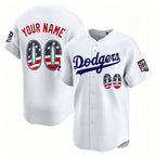 Custom Los Angeles Dodgers White JEROMEN USA 250 Fourth of July Limited Stitched Jersey