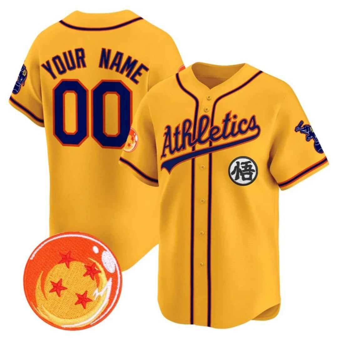 Custom Oakland Athletics x Dragon Ball Gold JEROMEN Vapor Premier Limited Jersey - All Stitched