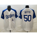 Los Angeles Dodgers #50 Mookie Betts White JEROMEN Blue Fashion Stitched Cool Base Limited Jersey 2