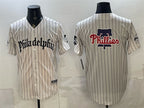 Philadelphia Phillies Team Big Logo Cream JEROMEN Pinstripe Gothic Vapor Limited Stitched Jersey