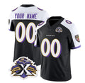 Custom B.Ravens Active Player Black White JEROMEN 2023 F.U.S.E With Patch Throwback Vapor Limited Stitched Jersey