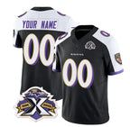 Custom B.Ravens Active Player Black White JEROMEN 2023 F.U.S.E With Patch Throwback Vapor Limited Stitched Jersey