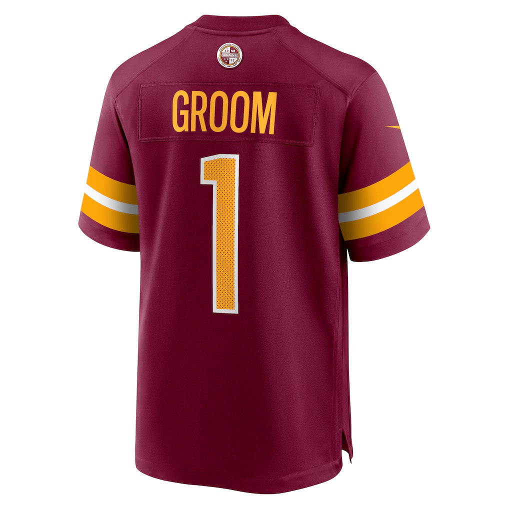 W.Commanders Number #1 Groom Burgundy JEROMEN Game Jersey