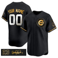 Custom Chicago Cubs Active Player Black Gold JEROMEN 'Ryne Sandberg Tribute' Vapor Limited V3 Stitched Jersey