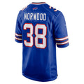 B.Bills #38 Tre Norwood Royal JEROMEN Team Game Jersey
