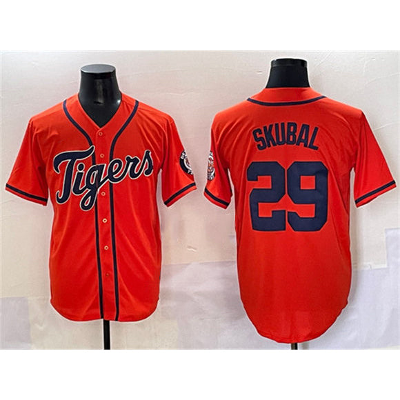 Detroit Tigers #29 Tarik Skubal Orange JEROMEN With Patch Cool Base Stitched Jersey