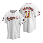 Washington Nationals #11 Ryan Zimmerman White Gold JEROMEN 2019 World Series Champions Stitched Cool Base Jersey
