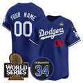Custom Los Angeles Dodgers ACTIVE PLAYER Royal JEROMEN 2024 World Series With Fernando Memorial Patch Limited Stitched Jersey