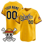 Custom Baltimore Orioles x One Piece Gold JEROMEN Vapor Premier Limited Jersey - Stitched