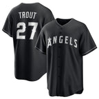 Los Angeles Angels #27 Mike Trout Black JEROMEN Lights Out Limited Stitched Jersey