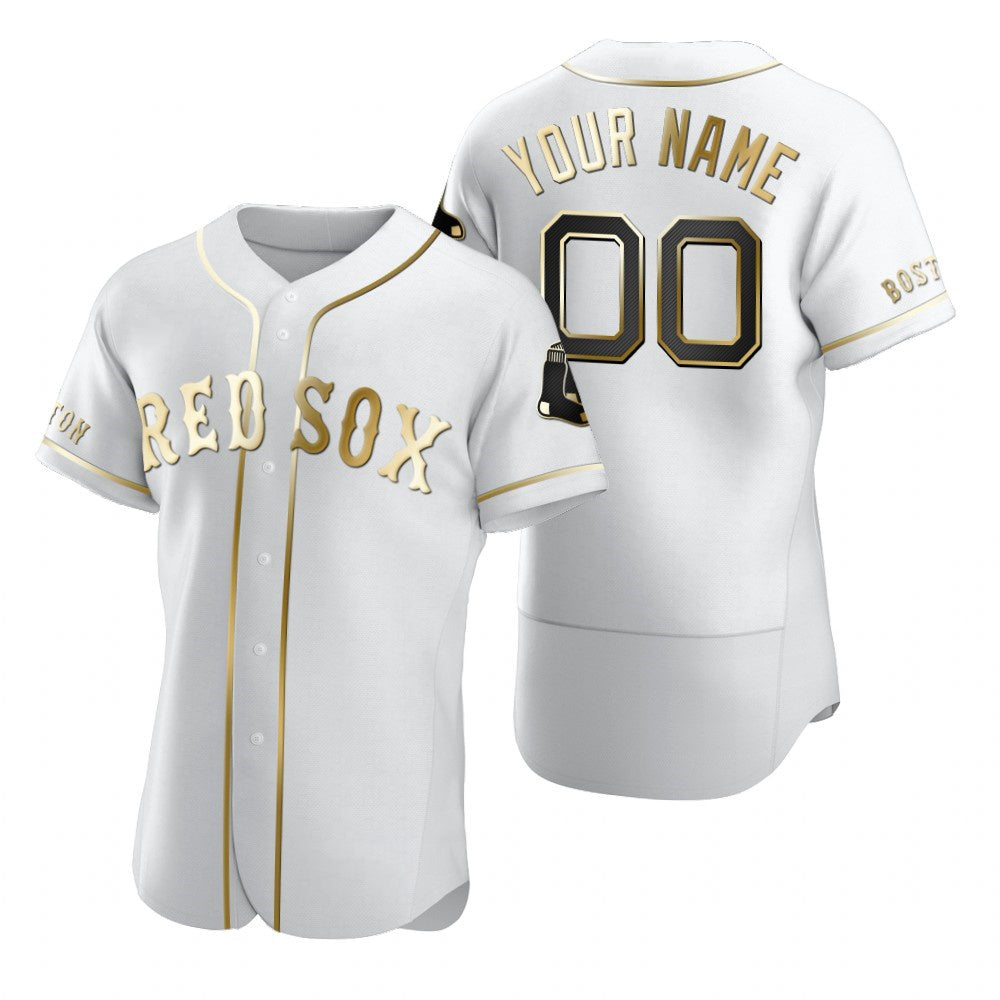 Custom Boston Red Sox White JEROMEN Stitched Flex Base Edition Jersey