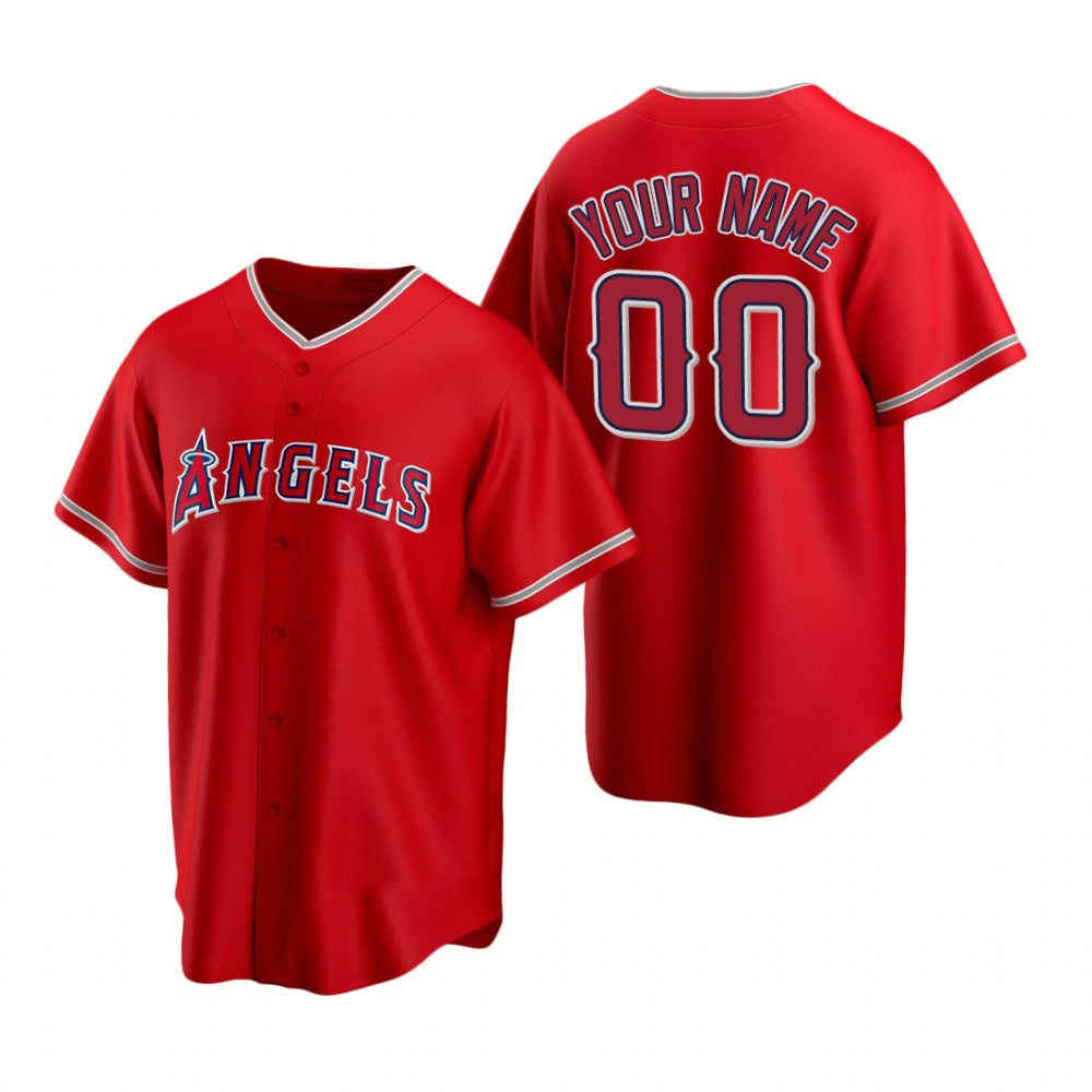 Custom Los Angeles Angels Red JEROMEN Stitched Cool Base Jersey