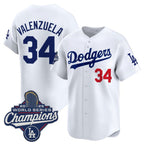 Los Angeles Dodgers #34 Fernando Valenzuela White JEROMEN 2025 Champions Stitched Jersey