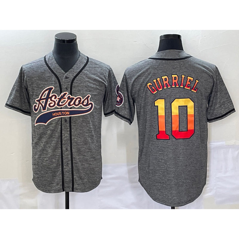 Houston Astros #10 Yuli Gurriel Grey JEROMEN Gridiron Cool Base Stitched Jersey 1