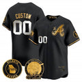 Custom Atlanta Braves Hank Aaron 715th Home Run Patch Vapor Premier Limited Jersey V2 ¨C All Stitched-Black JEROMEN