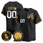 Custom Atlanta Braves Hank Aaron 715th Home Run Patch Vapor Premier Limited Jersey V2 ¨C All Stitched-Black JEROMEN