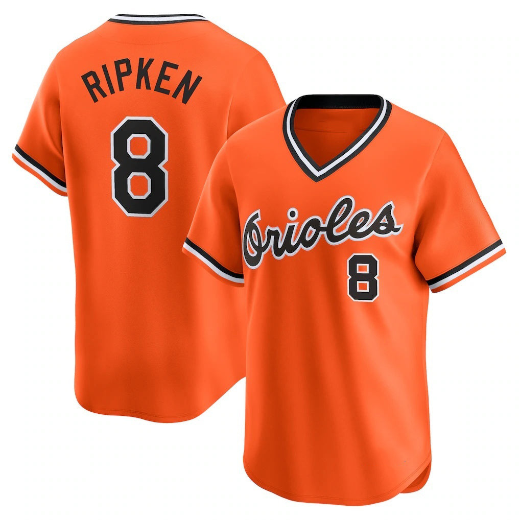 Baltimore Orioles #8 Cal Ripken Jr. Orange JEROMEN Throwback Cooperstown Limited Jersey