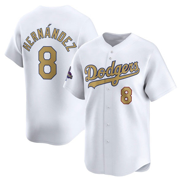 Los Angeles Dodgers #8 Enrique Hern¨¢ndez White JEROMEN 2025 Gold Collection Limited Stitched Jersey
