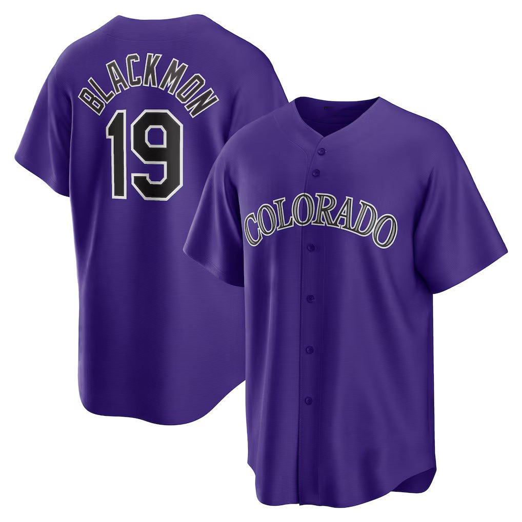Colorado Rockies #19 Charlie Blackmon Purple JEROMEN Alternate Replica Player Name Jersey