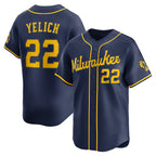 Milwaukee Brewers #22 Christian Yelich Navy JEROMEN Alternate Limited Jersey