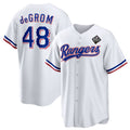 Texas Rangers #48 Jacob DeGrom White JEROMEN 2023 World Series Cool Base Stitched Jersey