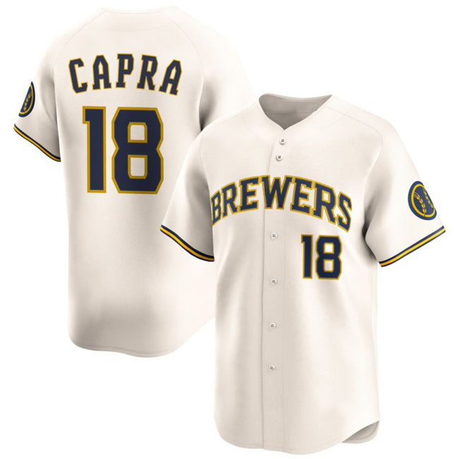 Milwaukee Brewers #18 Vinny Capra Cream JEROMEN 2025 Limited Stitched Jersey
