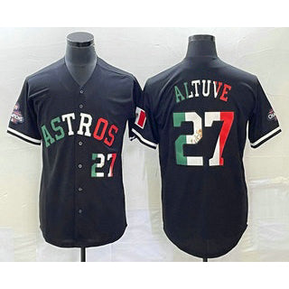 Houston Astros #27 Jose Altuve Number Mexico Black JEROMEN Cool Base Stitched Jersey