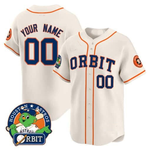 Custom Houston Astros Orbit Patch Vapor Premier Limited Jersey ¨C Cream JEROMEN