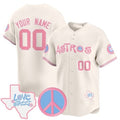 Custom Houston Astros  Love Street & Peace Sign Patch Bubblegum Pink Vapor Premier Limited Jersey ¨C All Stitched-Cream JEROMEN