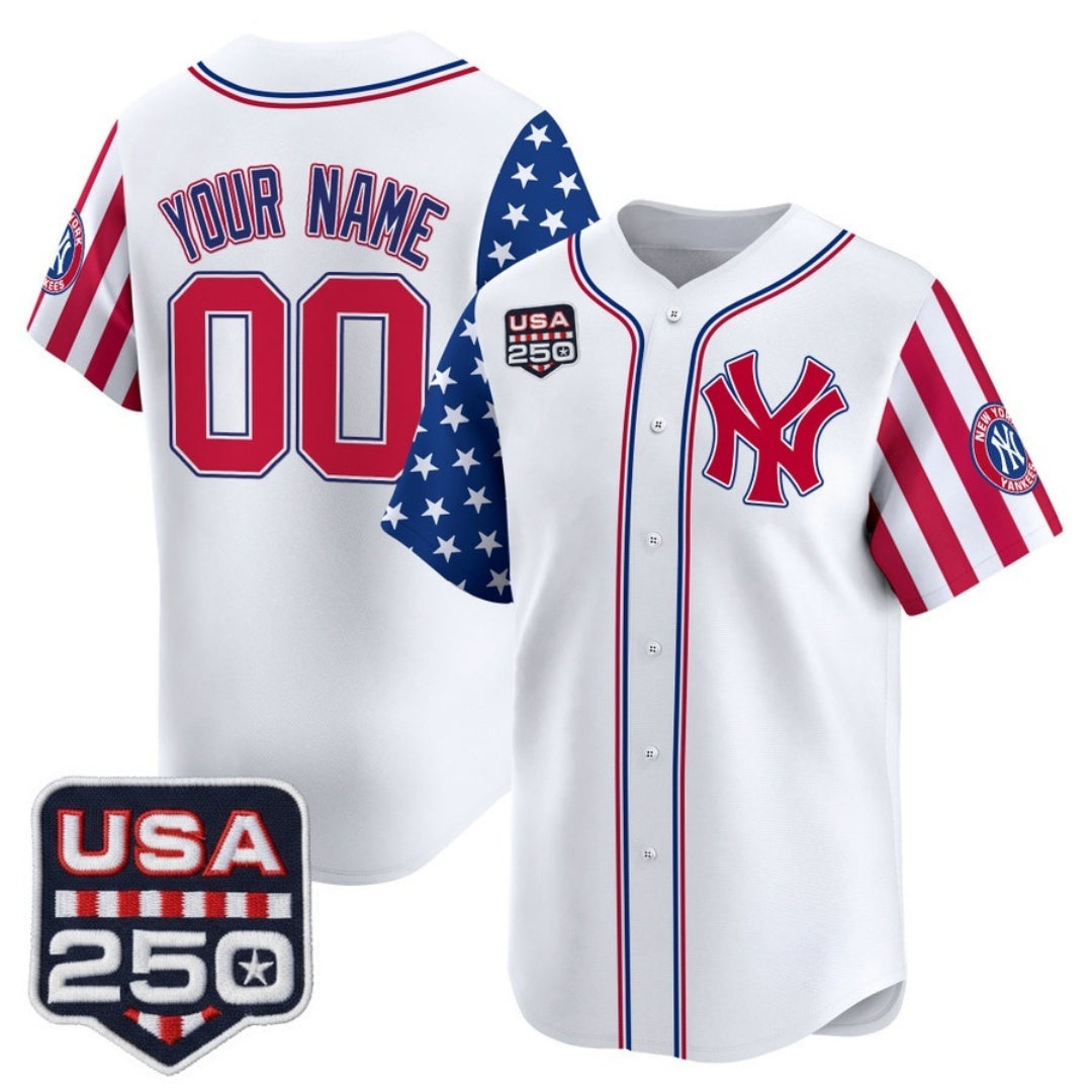 Custom New York Yankees America 250 Edition Vapor Premier Limited White JEROMEN Stitched Jerseys