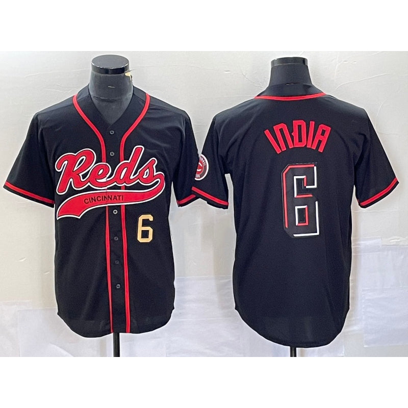 Cincinnati Reds #6 Jonathan India Number Black JEROMEN 2023 City Connect With Patch Stitched Jersey
