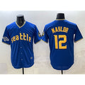 Seattle Mariners #12 Josh Naylor Royal JEROMEN With 2025 AL West Division Champions Patch Limited Stitched jersey