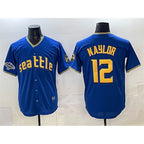 Seattle Mariners #12 Josh Naylor Royal JEROMEN With 2025 AL West Division Champions Patch Limited Stitched jersey