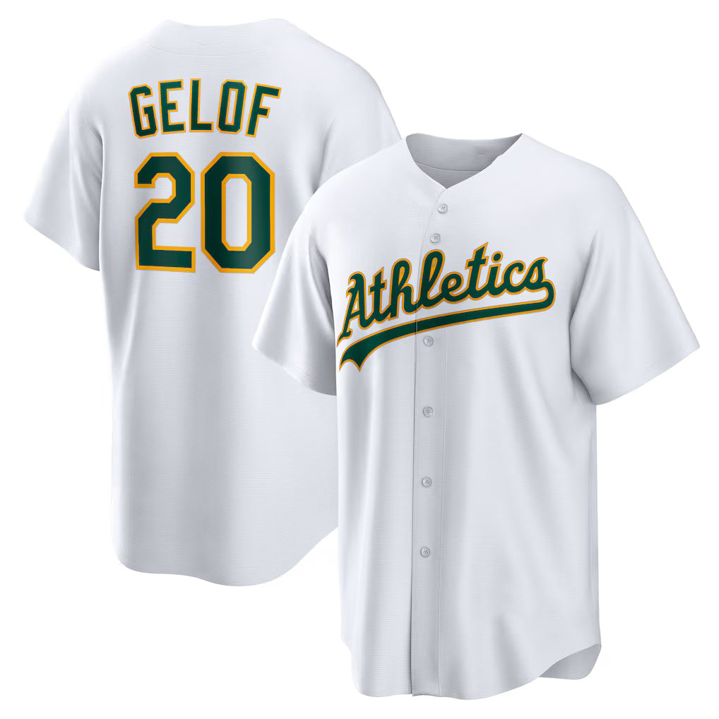 Oakland Athletics #20 Zack Gelof White JEROMEN Home Replica Jersey