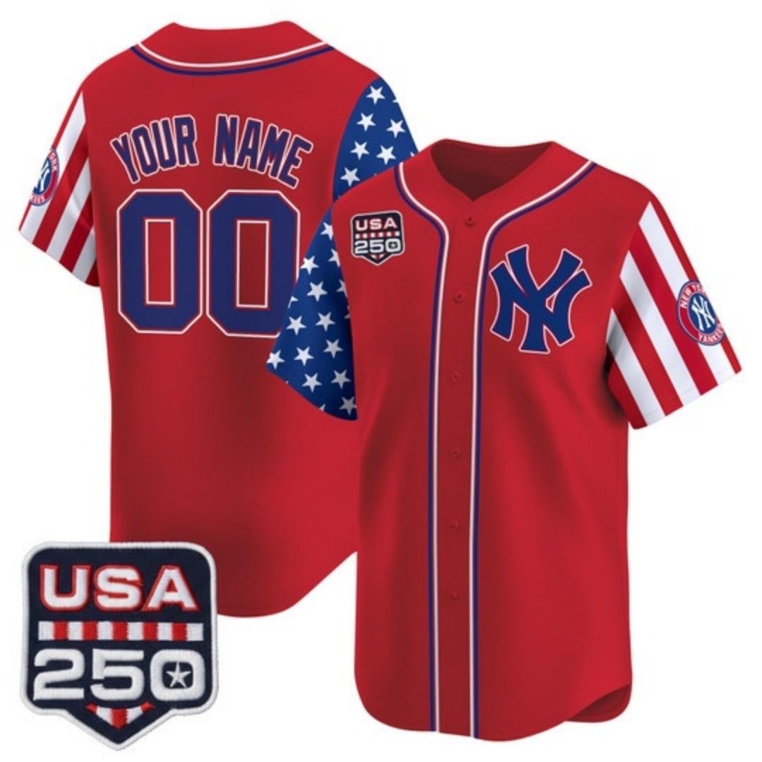 Custom New York Yankees America 250 Edition Vapor Premier Limited Red JEROMEN Stitched Jerseys