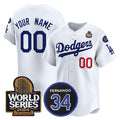 Custom Los Angeles Dodgers ACTIVE PLAYER White JEROMEN 2024 World Series With Fernando Memorial Patch Limited Stitched Jersey