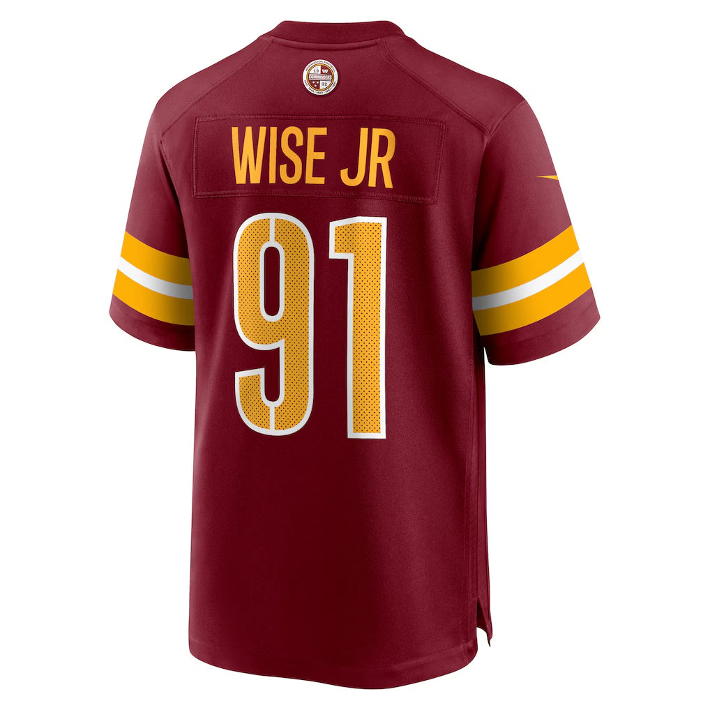W.Commanders #91 Deatrich Wise Jr. Burgundy JEROMEN Team Game Jersey