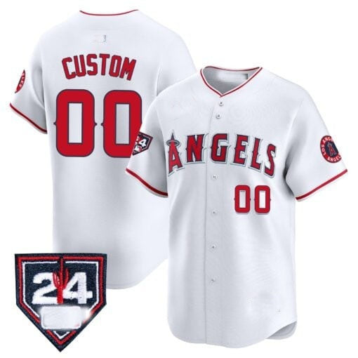 Custom Los Angeles Angels 2024 Spring Training Patch Vapor Premier Limited Jersey ¨C White Red JEROMEN