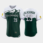 Colorado Rockies #19 Charlie Blackmon 2022 Green JEROMEN City Connect Flex Base Stitched Jersey