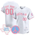 Custom Houston Astros  Love Street & Peace Sign Patch Bubblegum Pink Vapor Premier Limited Jersey ¨C White JEROMEN
